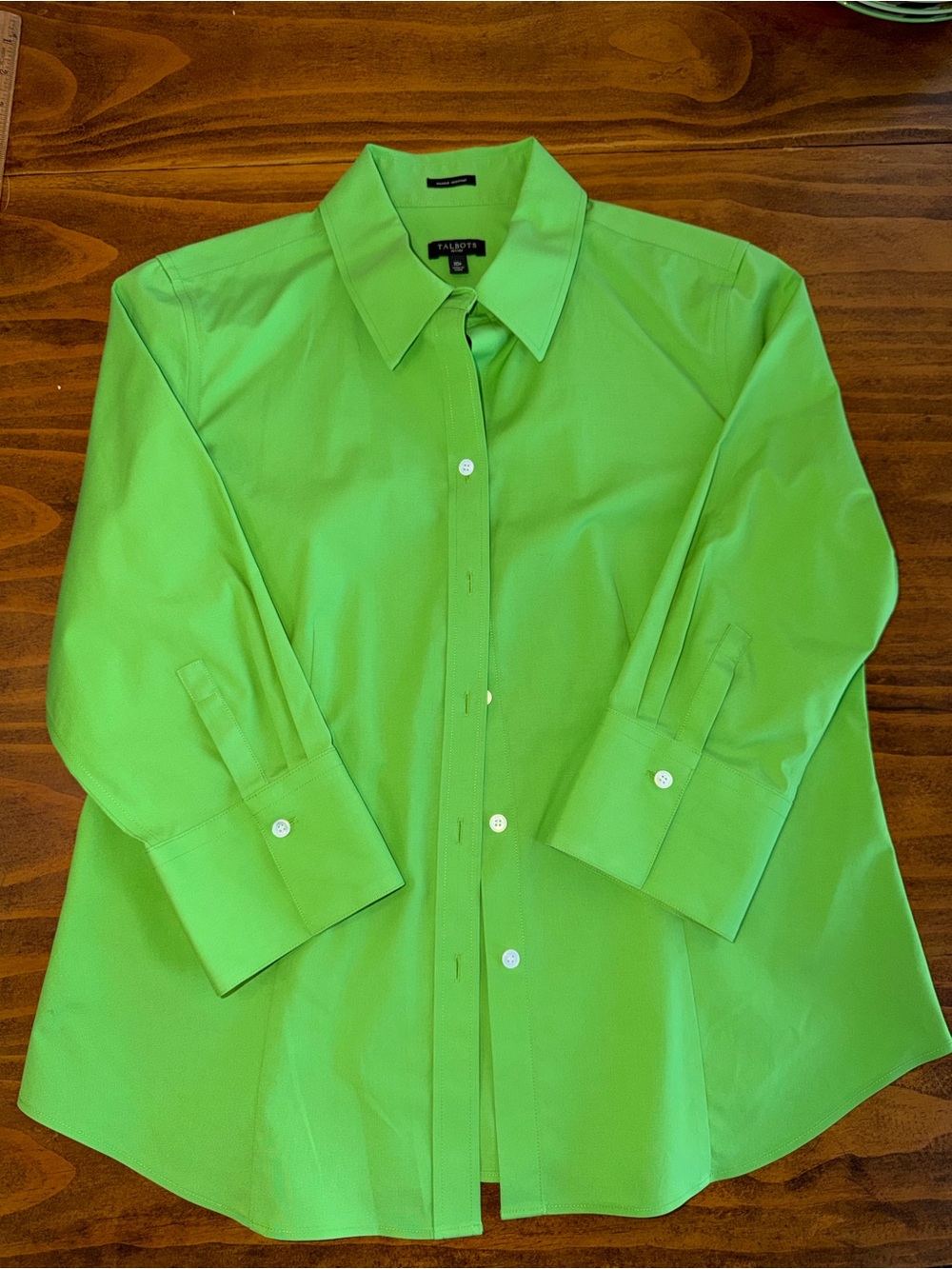 Talbots Women’s 10P Bright Green Dress Shirt 3/4 Sleeve